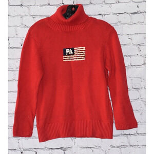 Vintage Polo Jeans Company Ralph Lauren Sweater USA Sequin American Flag Size M